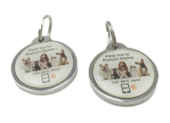 L'identificazione animale di NFC etichetta i portachiavi a anello CMYK UV NXP RFID di 213 215 per gli animali domestici
